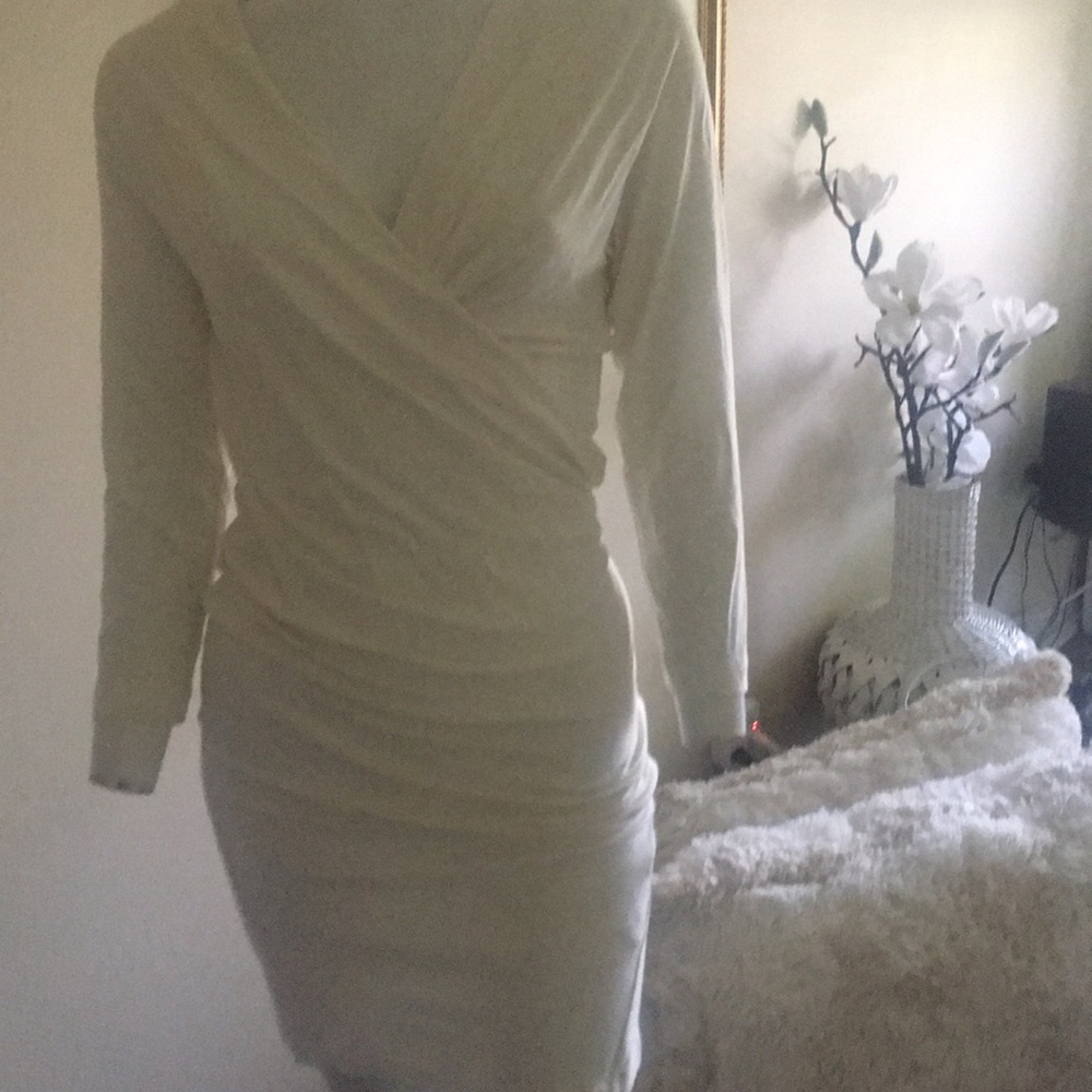Ivory cream, Matt jersey Donna Karan dress